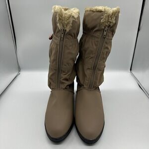 Raindates Snow Boots Womens Size 10W Brown Faux Fur Lined Mid Calf Winter Warm